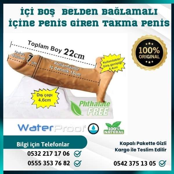 22 Cm İçi Boş Büyük Takma Penis - 1