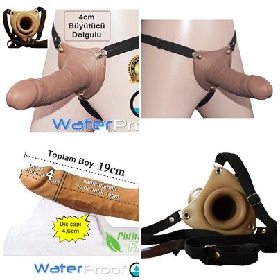 Çiftlere Erkek Kadın Takma Penis Büyük Boy 22 cm Gevşetici Masaj Yağı Hediye - 1
