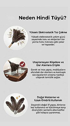 Mobilya eşya veya yüzeyler üzerindeki tozları alan gerçek hindi kuşu tüyleri püskülü - 2