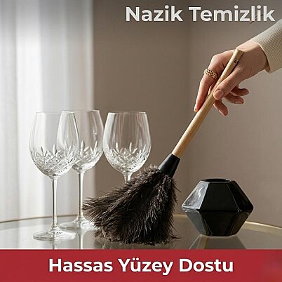 Mobilya eşya veya yüzeyler üzerindeki tozları alan gerçek hindi kuşu tüyleri püskülü - 5